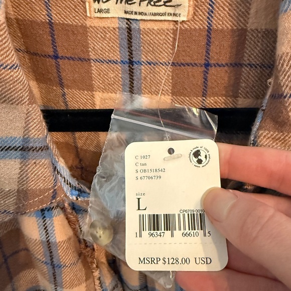 We The Free Brown and Blue Plaid Button-Down Shirt - Picture 2 of 4